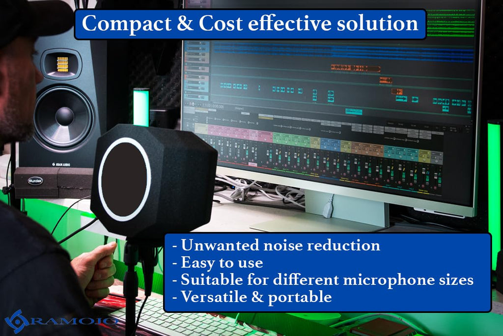 Microphone Isolation Shield with High-Density Foam – Adjustable Sound Absorbing Mic Shield for Podcasting, Streaming, Voice Recording, Vlogging – Fits Most Microphone Sizes